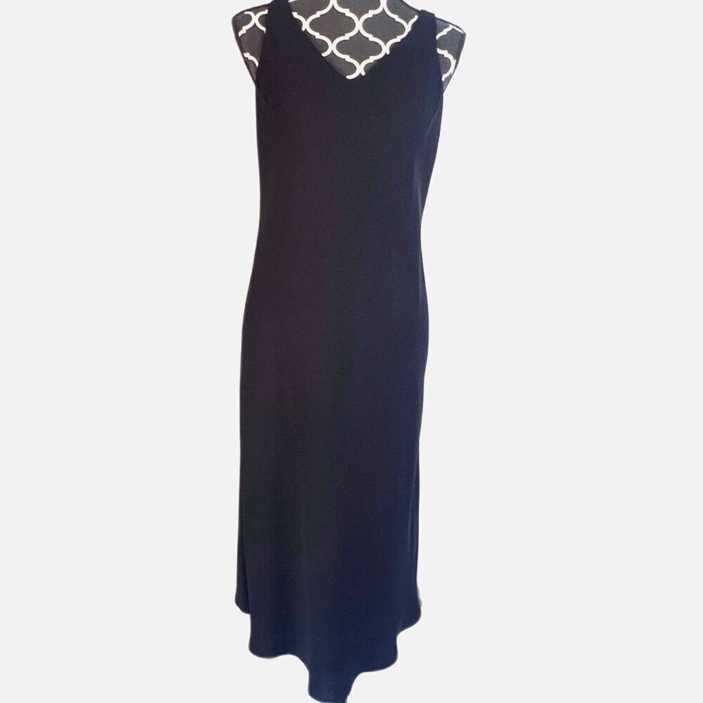 Jones New York Dress Black LBD Midi Shift Sleeveless Dress Size Medium Petite
